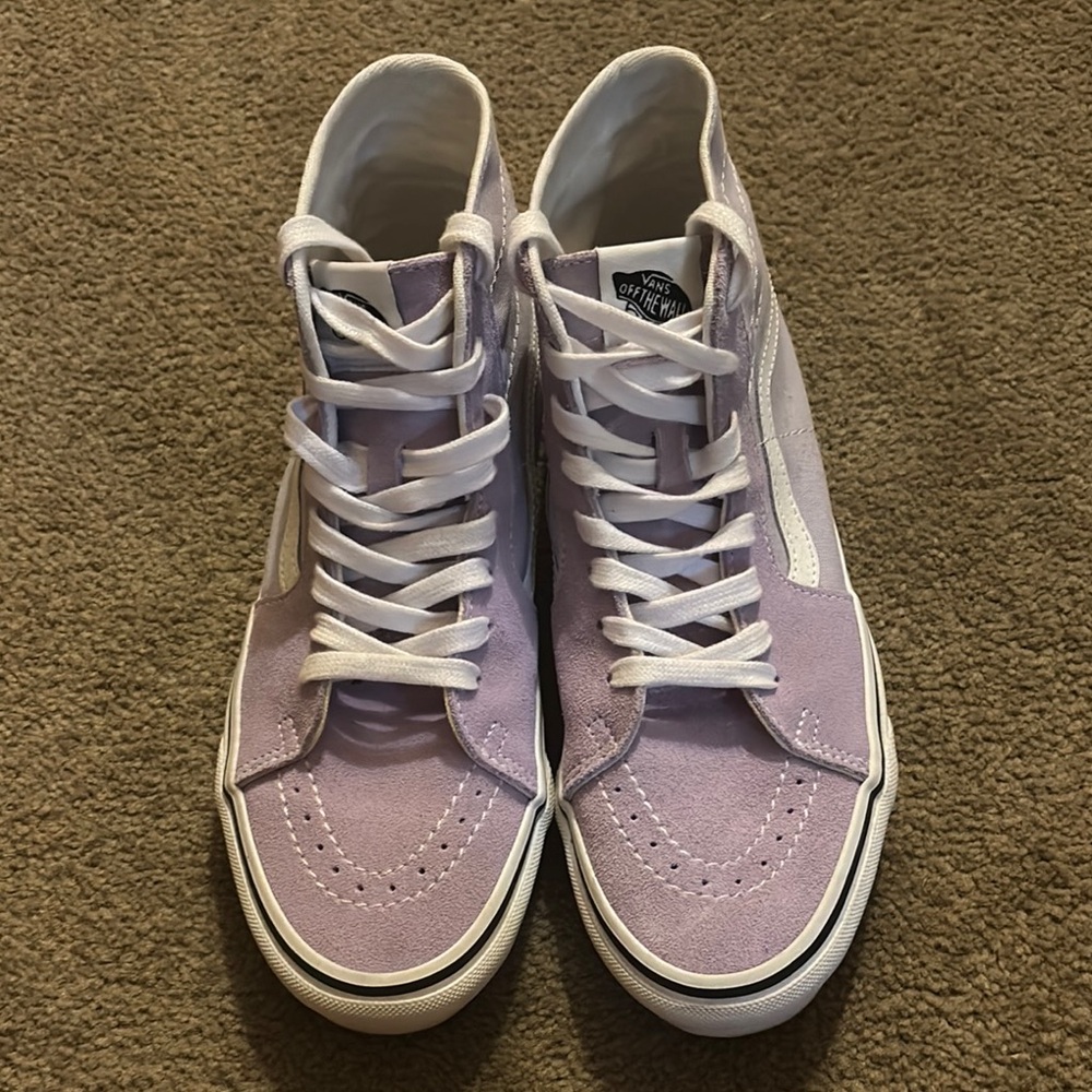Vans Purple and White High-Top Sneakers